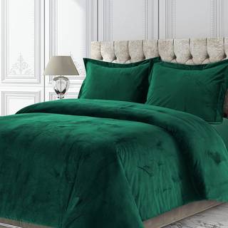 Tribeca Living Veniceduvet Venice Velvet Oversized Solid Duelt Set Twin Emerald Green