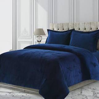 Tribeca Living Veniceduvet Venice Velvet Oversized Solid Duelt Set Twin Navy Blue