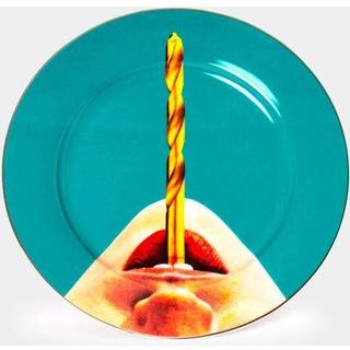 Seletti Tableware - 'Drill' dinner plate in LIGHT BLUE/MULTICOLOR FINE PORCELAIN