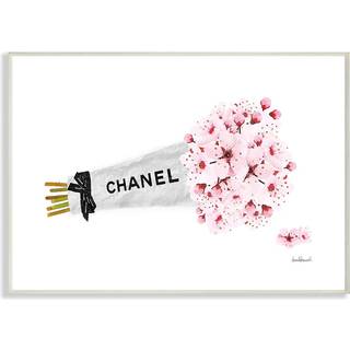 Stupell industrier mode chanel indpakket kirseb?rblomster v?gplak 10 x 15 flerfarve