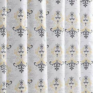 Creative Home Ideas Bath Fusion Bruser Gardin Set 72 """" X72 """" Cameron Yellow/Gray/White