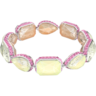 Chroma Tennis Armband, Magnetischer Verschluss, Verschiedene Schliffe, Mehrfarbig, Rhodiniert