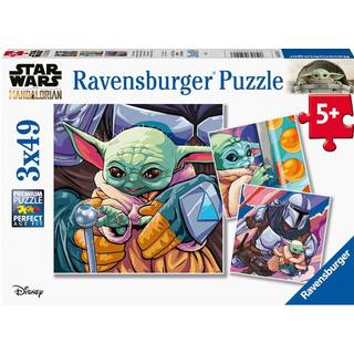 Ravensburger Star Wars The Mandalorian: Grogu Moments - 3 X 49 Piece Kids Jigsaw Puzzle Set | Unikke og sammenl?sende stykker | Bygger probleml?s