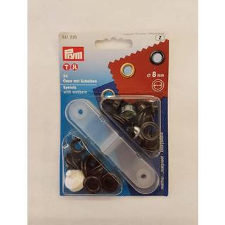 Ösen mit Scheiben brüniert 8mm 24 Stück - Schwarz