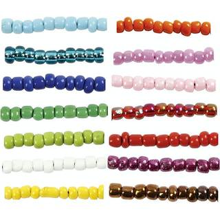 Rocaiperler 3 mm - Assorterede Farver, 14x25g