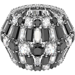 Hyperbola Cocktailring, Verschiedene Schliffe, Schwarz, Rhodiniert