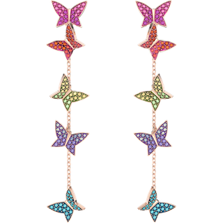 Idyllia Lilia Drop-Ohrhänger, Schmetterling, Lang, Mehrfarbig, Roségold-Legierungsschicht