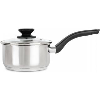 Gryde / kasserolle i rustfrit stål - 1.5 L - Inkl. glaslåg