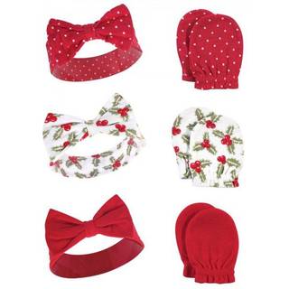 Hudson Baby Unisex Baby Cotton Peadband and Scratch Mitten Set Holly 0-6 m?neder