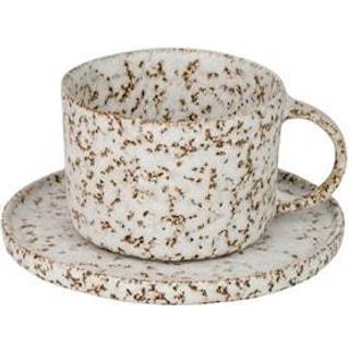 Olsson & Jensen Salt kop med underkop Beige-hvid