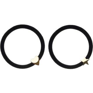 Dark 2 pk Velvet Hair Tie Black W/Gold - pcs 1