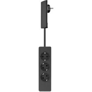 Fladstik EVOline® Plug med 1,5 m kabel og 3-stik stikdåse, Sort