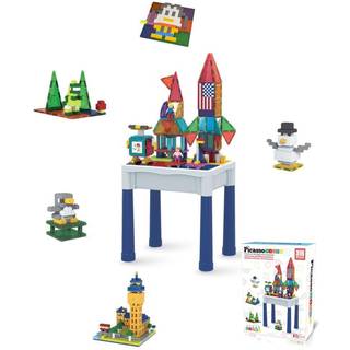 Picassotiles 316pcs Magnetisk murstenfliser og bygning af murstenblok aktivitet Legning Bygningstabel S?t magnetiske actionfigurer inkluderet mag