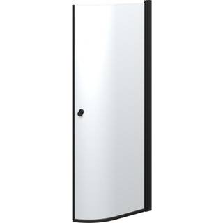 Scanbad Match E halvrund svingdør, B72-74 cm, H200 cm, sort/klart glas
