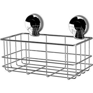 Showerdrape Showerdrape Chrome Suction Bottle Basket Wall Mounted Suctionloc