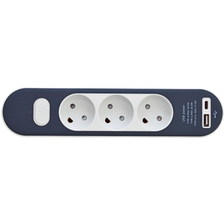 3-stikdåse med usb a+c u/j 1,4m ledning