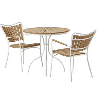 Kerteminde Ø80cm nonwood cafésæt med 2 stole - Teak/Antracit