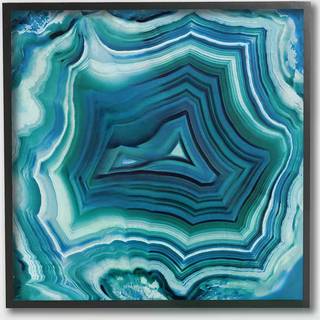 Stupell Industries Agat krystalm?nster Bl? abstrakt design designet af Danielle Carson Wall Art 12x12 Black Framed