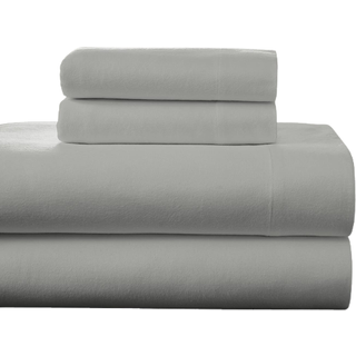 Pointhaven flanel dyb lomme sæt med overdimensioneret flad ark tvilling lyng grå