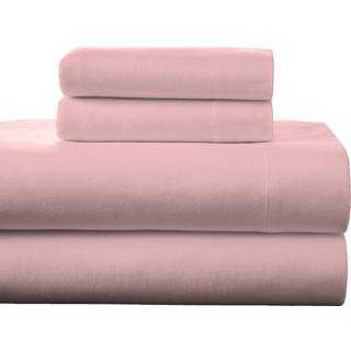 Pointehaven Flanell Deep Pocket S?t med Oversized Flat Sheet King Rose Quartz
