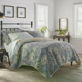 Stone Cottage - King Quilt Set Reversible Cotton Bedding With Matching Shams Letv?gts boligindretning til alle s?soner (Arell Blue King)