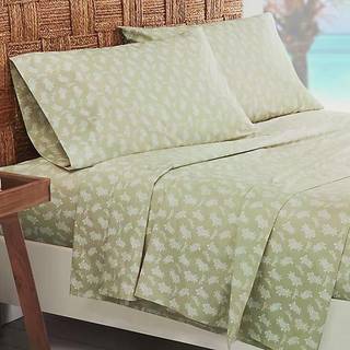 Tommy Bahama - Queen Sheets Cotton Percale Bedding Set Crisp & Cool Stylish Home Decor (Aloha Pinapple Green Queen)