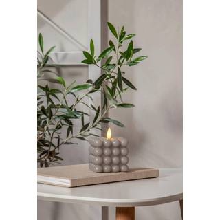 FLAMME DOT bloklys LED 9,5 cm - Grå