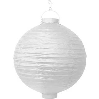 Rispapirlampe med LED lys Hvid 20 cm