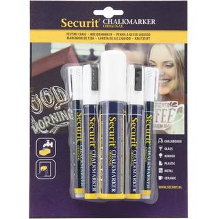 Securit SMAMIX Kridtmarker | Hvid | Sæt m. 5 stk.