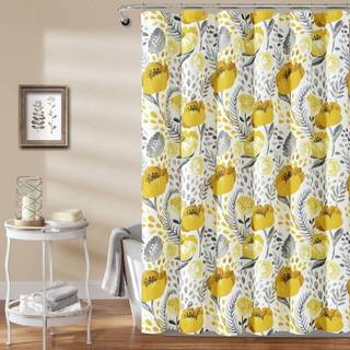Lush Decor Poppy Garden Broes Gardin Yellow & White 72 """" X 72 """"