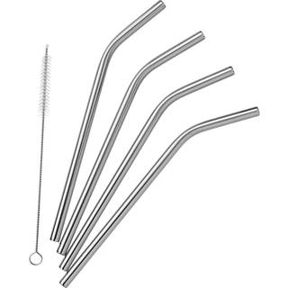 Pulito SteelStraw Stålsugerør m. Børste - 4-Pak - m. Knæk - 22 cm./6mm.