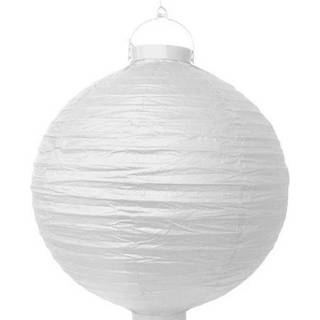 Rispapirlampe med LED lys Hvid 30 cm