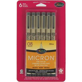 Sakura Pigma Micron Fineliner Pens - Arkiver sorte bl?kpenne - Kuglepenne til skrivning af tegning eller journalf?ring - Sort bl?k - 08 Punktst?r