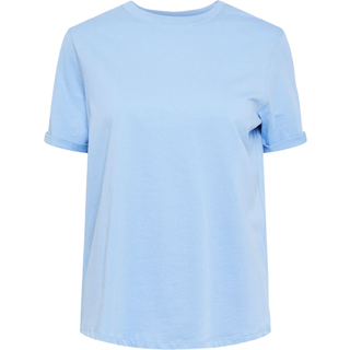 Pieces - Pcria Ss Fold Up Solid Tee - Vista Blue