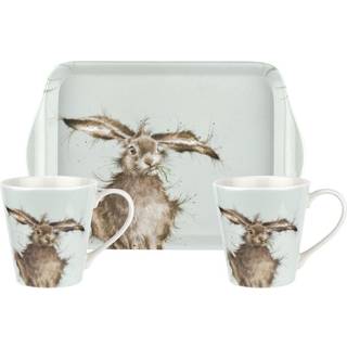 Portmeirion Wrendale Designs Hare Trykt to porcelæns kaffekrus og bakke sæt