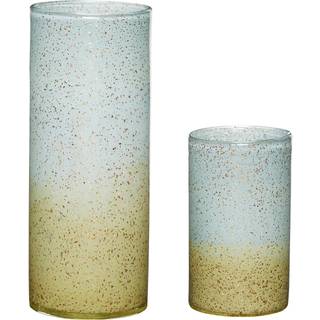 Hübsch Shimmer-vase, sæt med 2, glas, blå/brun