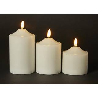 CONZEPT Alterlys med 3D flamme i hvid - 3 stk.
