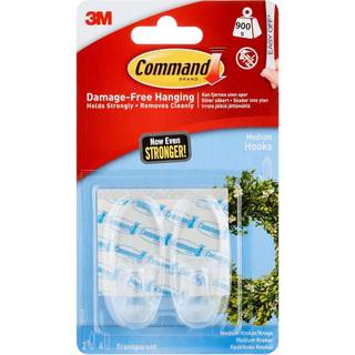 3M Command, mellemstore gennemsigtige kroge, 2 stk.