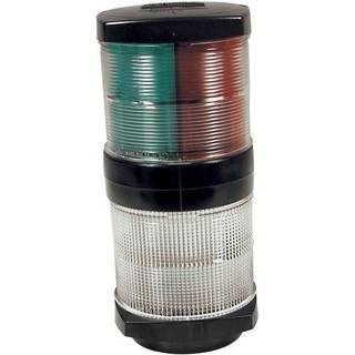 Kombinationslanterne til topmontering Hella 2984, 25 W, 12 V, 112.5°/112.5°/135°/360°, UV-bestandig sort plast, 108 x 107 x 90 mm, hvid/grøn/rød, til både <20 meter + lyskilde Halogen (12 V/25 W)