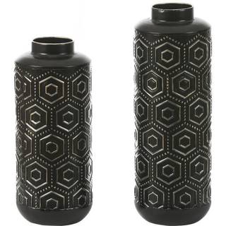 Luxenhome s?t med 2 sort og guld metalflaske vaser