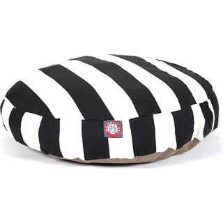 Sort lodret stribe lille rund indendrs udendrs hundeseng med aftageligt vaskbart betrk fra Majestic Pet Products