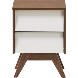 Baxton Studio Nightbords 2-skuffe Opbevaring natbord White/Walnut Brown