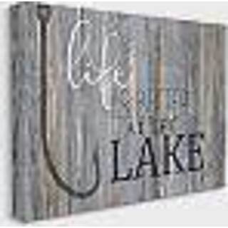 Stupell Industries Life Better Lake Citat Fish Lakehouse Cabin Nautical sætning 24 X 30 Galleri indpakket lærred