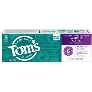 Tom's of Maine hele pleje naturlig tandpasta med fluor Spearmint 4 oz. (Emballage kan variere)