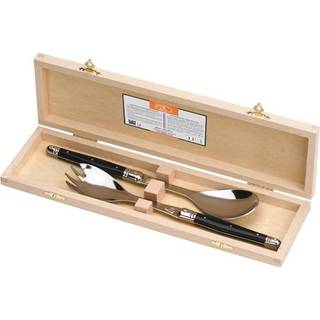 Jean Dubost Laguiole Cutlery - Salad server, set of two, black in black steel, wood