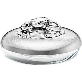 BLOSSOM sølv skrin, stor, Georg Jensen, Hammerslået sterlingsølv / Krystalglas