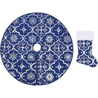 luksuriøs skjuler til juletræsfod med julesok 122 cm stof blå