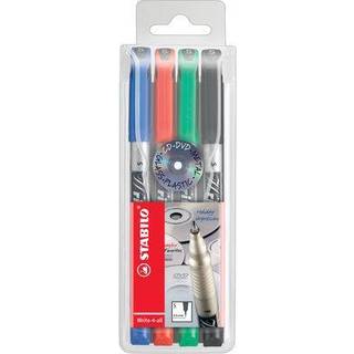 Stabilo 166-4 write 4all Permanent marker 0,4mm etui med 4stk. (Grøn, Rød, Blå, Sort)