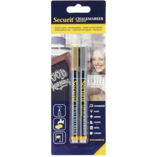 Securit kridt marker 1-2mm, sæt med guld og sølv