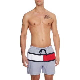 Tommy Hilfiger Flag logo badeshorts - Blå strib - Str. M - Modish.dk